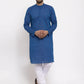 Jompers Men's Blue Cotton Printed Kurta Only( KO 604 Blue )
