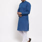 Jompers Men's Blue Cotton Printed Kurta Only( KO 604 Blue )