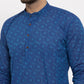 Jompers Men's Blue Cotton Printed Kurta Payjama Set ( JOKP 604 Blue )