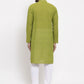 Jompers Men's Green Cotton Printed Kurta Payjama Set ( JOKP 604 Green )