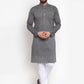 Jompers Men Grey Printed Kurta with White Churidar ( JOKP 604 Grey )