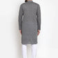 Jompers Men Grey Printed Kurta with White Churidar ( JOKP 604 Grey )