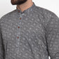 Jompers Men Grey Printed Kurta with White Churidar ( JOKP 604 Grey )