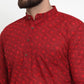 Jompers Men Red Printed Kurta Only ( KO 604 Red )