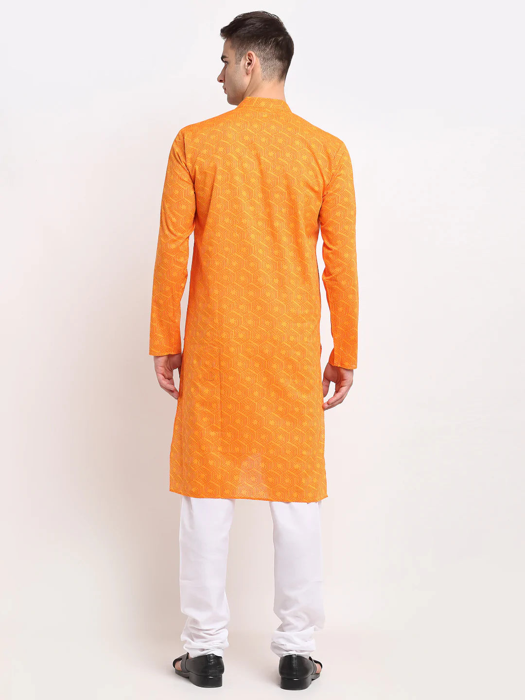 Jompers Men's Yellow Cotton Printed Kurta Payjama Set ( JOKP 604 Yellow )