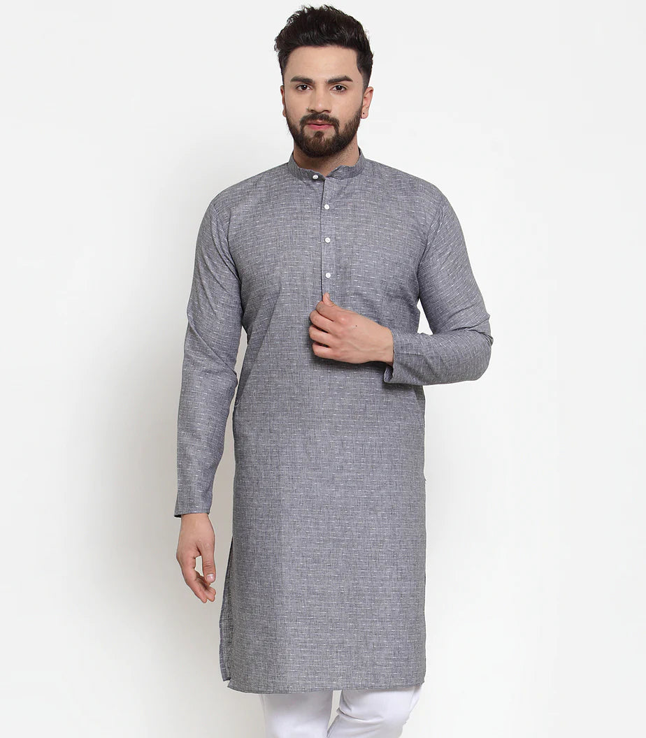 Jompers Men Grey Self-design Kurta Only ( KO 605 Grey )