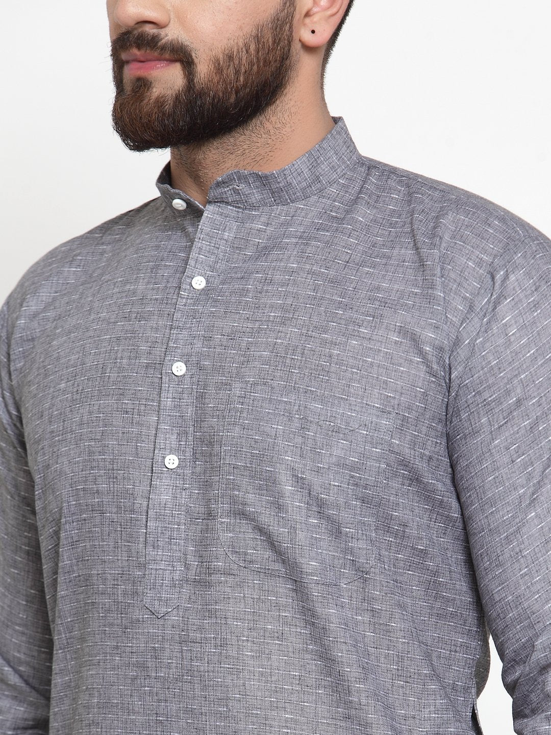 Jompers Men Grey Self-design Kurta with Churidar ( JOKP 605 Grey )
