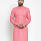 Jompers Men Pink Self-design Kurta Only ( KO 605 Pink )