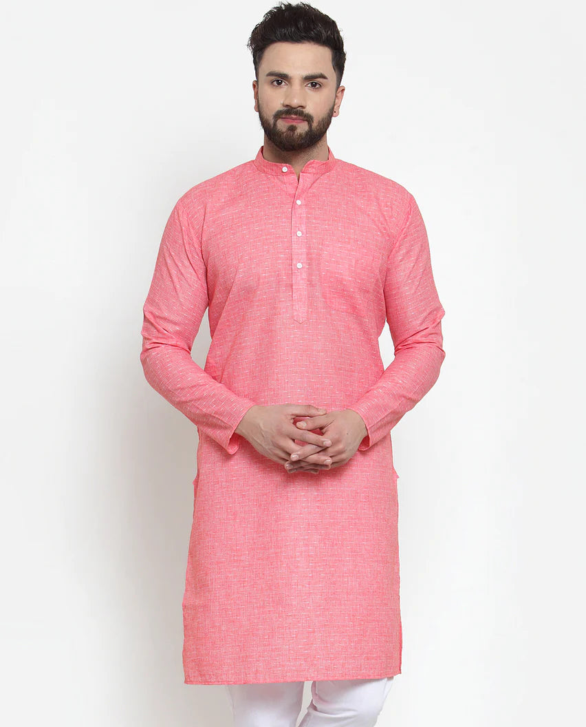 Jompers Men Pink Self-design Kurta Only ( KO 605 Pink )