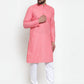 Jompers Men Pink Self-design Kurta Only ( KO 605 Pink )