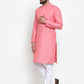 Jompers Men Pink Self-design Kurta Only ( KO 605 Pink )