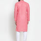 Jompers Men Pink Self-design Kurta Only ( KO 605 Pink )