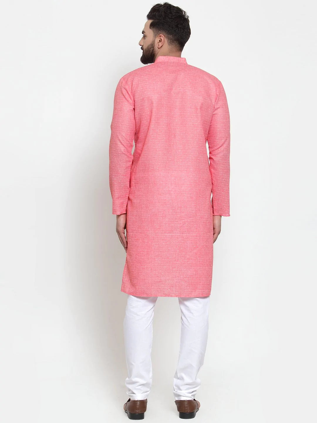 Jompers Men Pink Self-design Kurta Only ( KO 605 Pink )