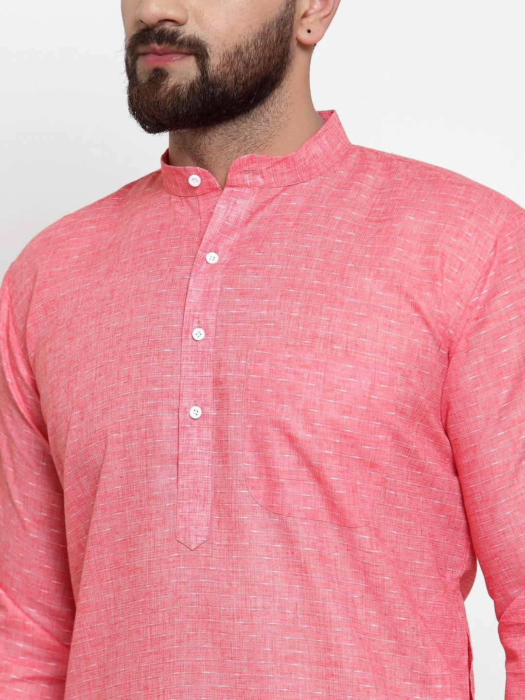 Jompers Men Pink Self-design Kurta Only ( KO 605 Pink )