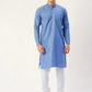 Jompers Men's Blue Cotton Solid Kurta Pyjama ( JOKP 611 Blue )