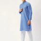 Jompers Men's Blue Cotton Solid Kurta Pyjama ( JOKP 611 Blue )