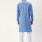Jompers Men's Blue Cotton Solid Kurta Pyjama ( JOKP 611 Blue )