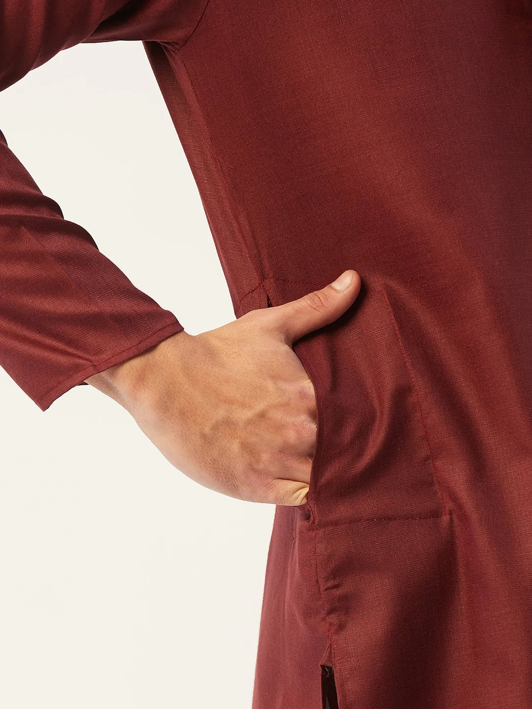 Jompers Men's Maroon Cotton Solid Kurta Pyjama ( JOKP 611 Maroon )