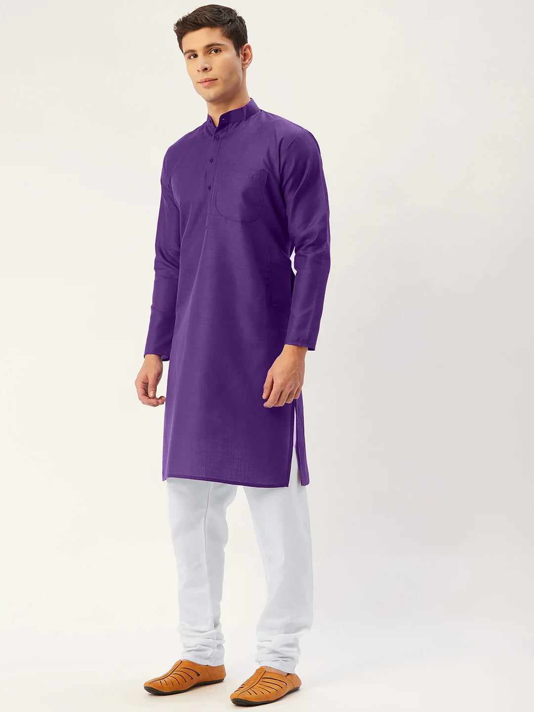 Jompers Men's Purple Cotton Solid Kurta Pyjama ( JOKP 611 Purple )