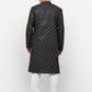 Jompers Men's Black Printed Cotton Kurta Only ( KO 614 Black )
