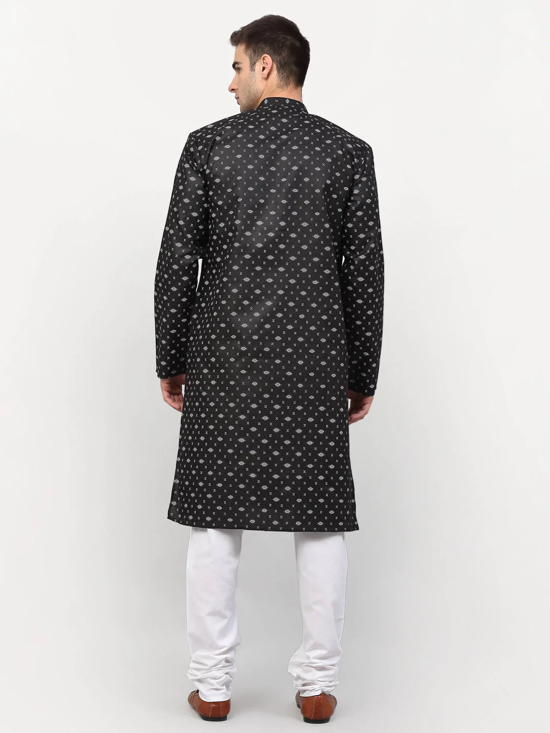 Jompers Men's Black Printed Cotton Kurta Only ( KO 614 Black )