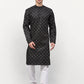 Jompers Men's Black Printed Cotton Kurta Only ( KO 614 Black )