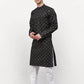 Jompers Men's Black Printed Cotton Kurta Only ( KO 614 Black )