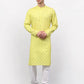 Jompers Men's Lemon Printed Cotton Kurta Only ( KO 614 Lemon )