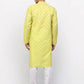 Jompers Men's Lemon Printed Cotton Kurta Only ( KO 614 Lemon )