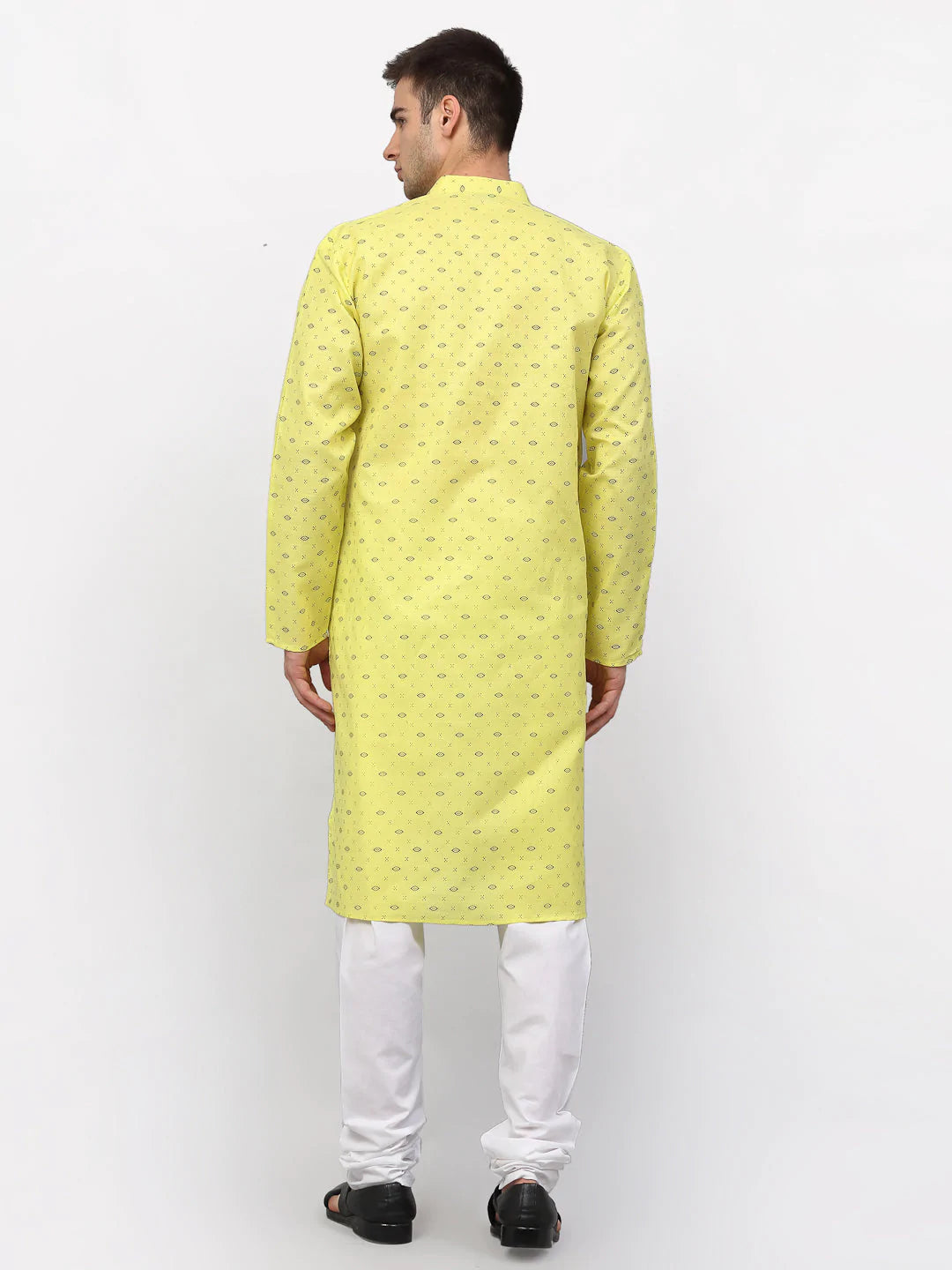 Jompers Men's Lemon Printed Cotton Kurta Only ( KO 614 Lemon )