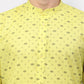 Jompers Men's Lemon Printed Cotton Kurta Only ( KO 614 Lemon )