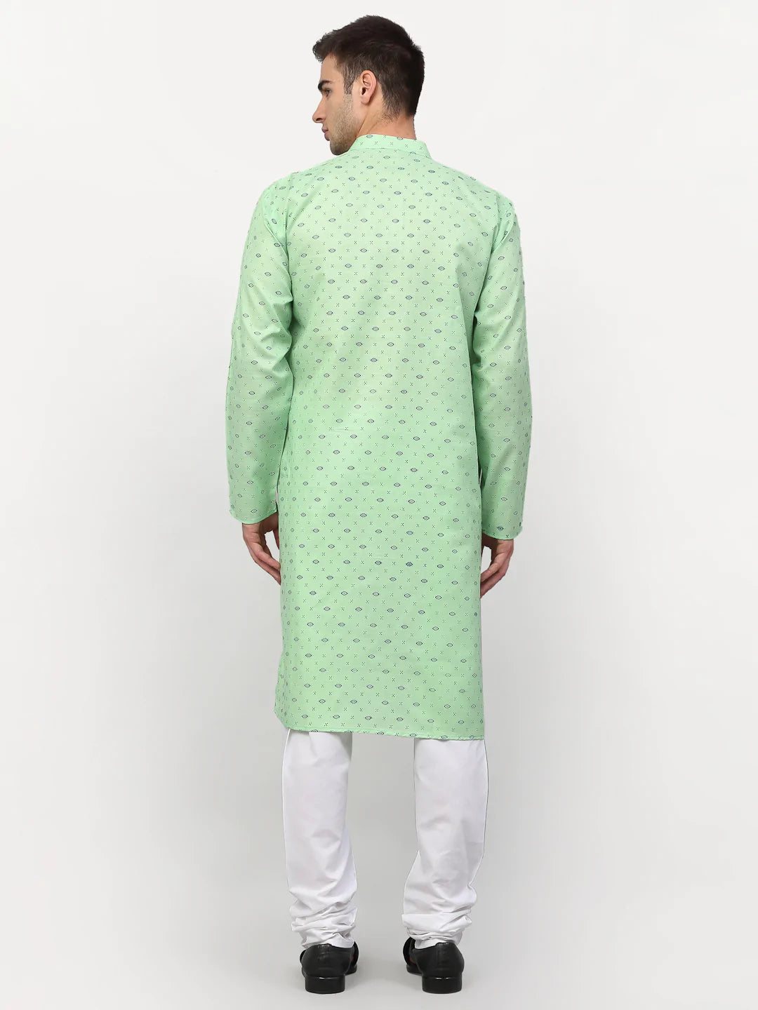 Jompers Men's Green Printed Cotton Kurta Payjama Sets ( JOKP 614 Green )