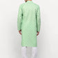 Jompers Men's Green Printed Cotton Kurta Only ( KO 614 Green )