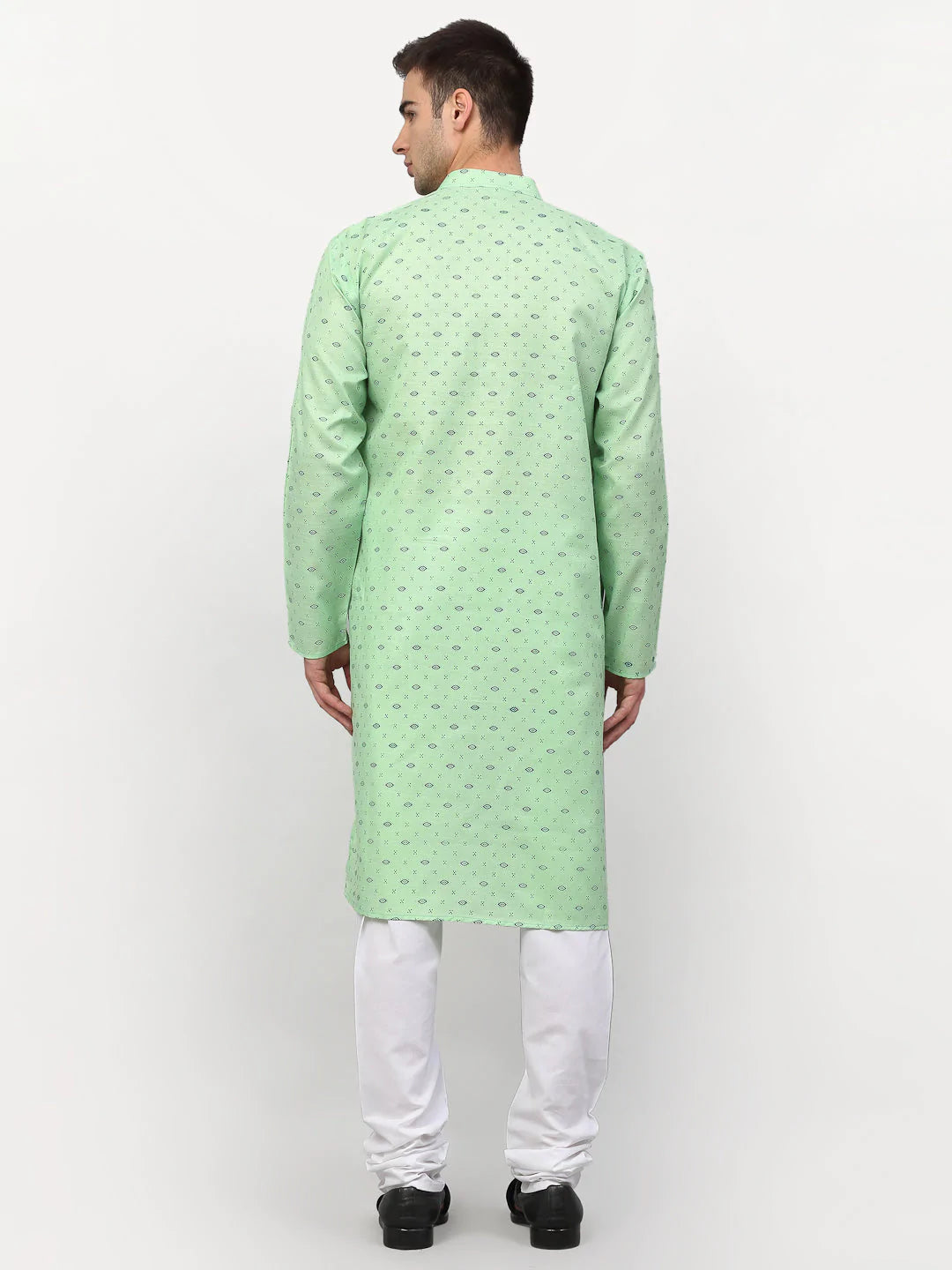 Jompers Men's Green Printed Cotton Kurta Only ( KO 614 Green )