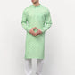 Jompers Men's Green Printed Cotton Kurta Only ( KO 614 Green )