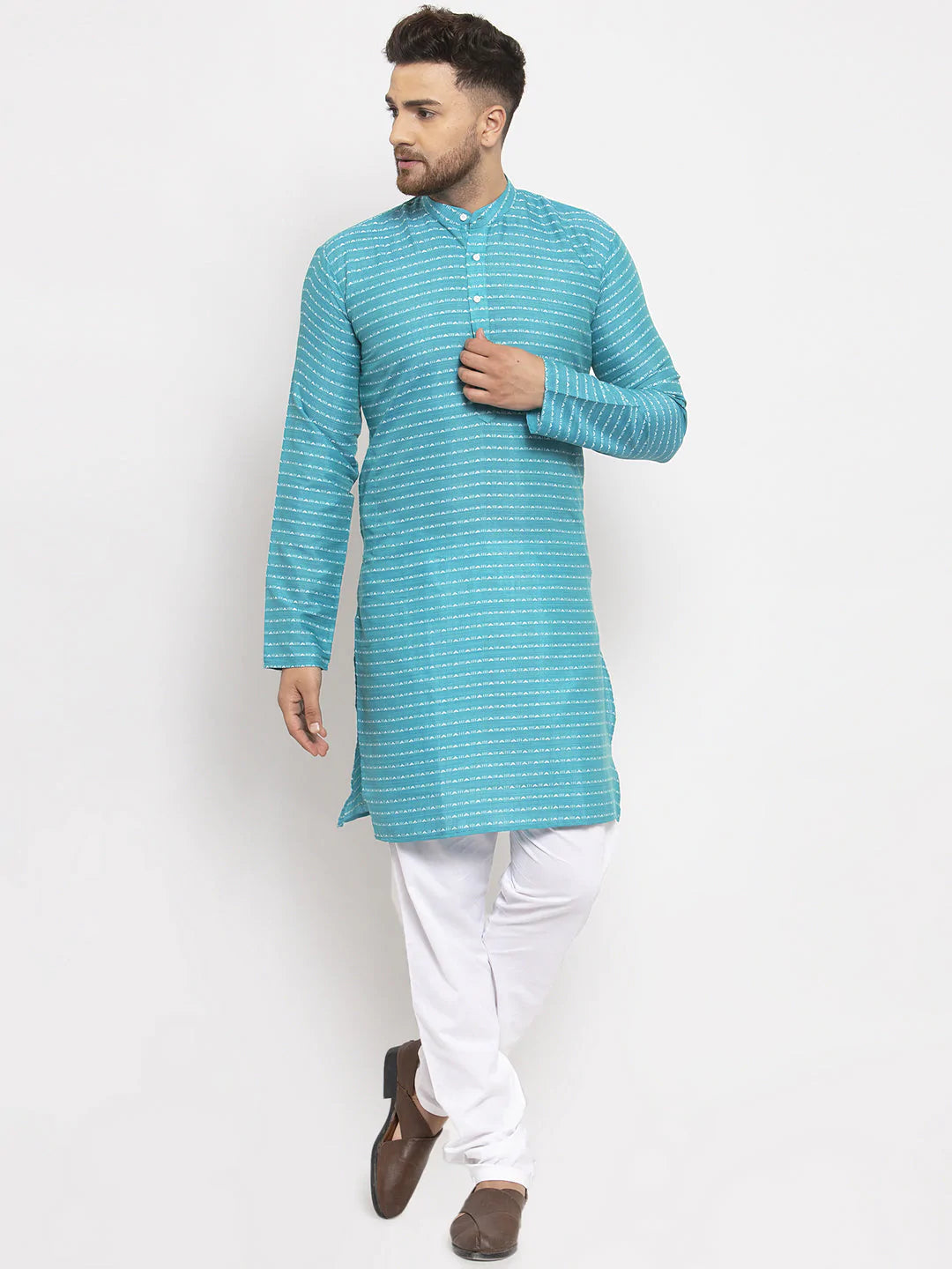 Jompers Men's Blue Printed Blue Kurta Only( KO 616 Blue )