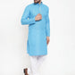 Jompers Men Blue & White Embroidered Kurta Only ( KO 617 Blue )