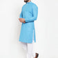 Jompers Men Blue & White Embroidered Kurta Only ( KO 617 Blue )