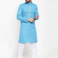 Jompers Men Blue & White Embroidered Kurta Only ( KO 617 Blue )