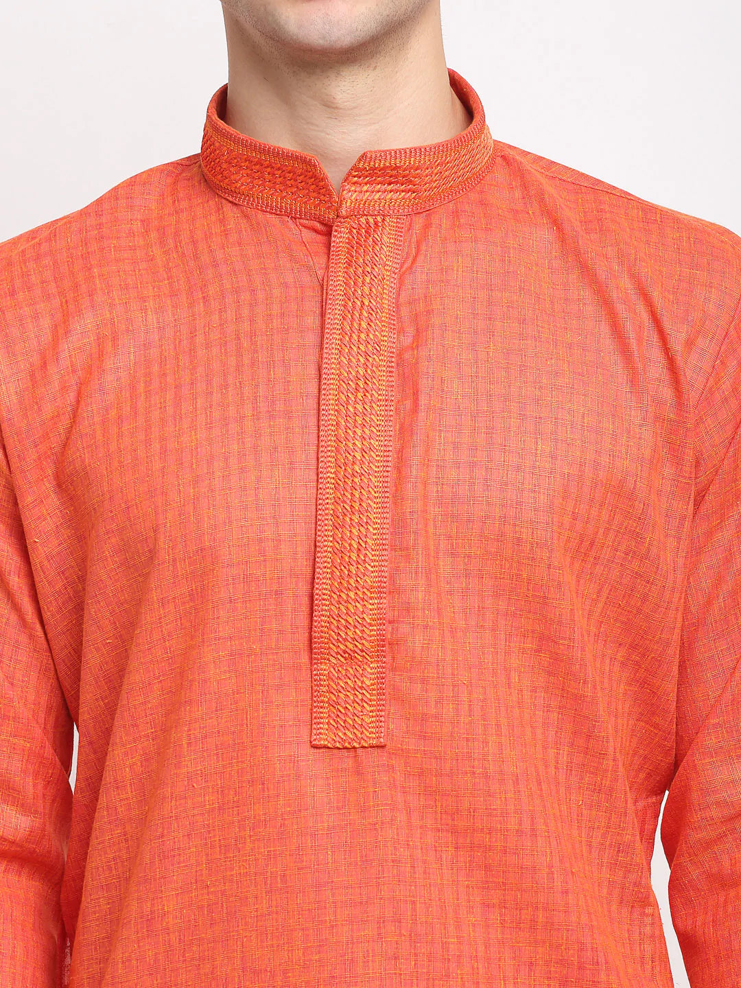 Jompers Men's D-Orange Woven Kurta Payjama Sets ( JOKP 617 D-Orange )