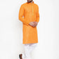 Jompers Men Orange & White Embroidered Kurta Only ( KO 617 Orange )