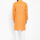 Jompers Men Orange & White Embroidered Kurta Only ( KO 617 Orange )