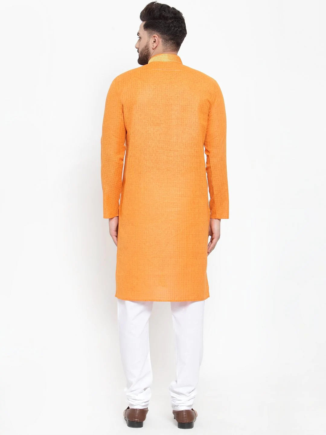 Jompers Men Orange & White Embroidered Kurta Only ( KO 617 Orange )