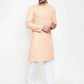 Jompers Men Peach & White Embroidered Kurta Only ( KO 617 Peach )