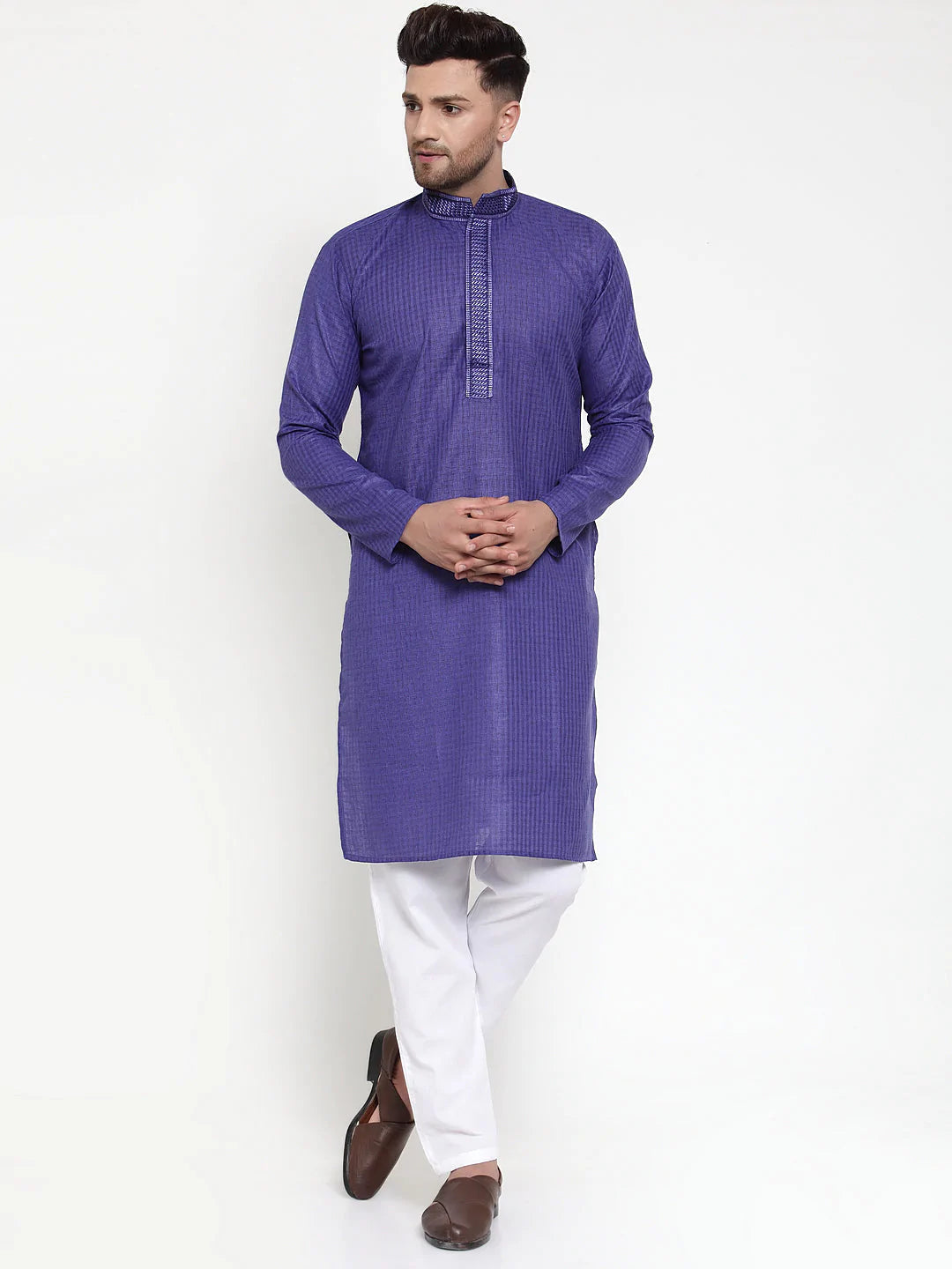 Jompers Men's Purple Woven Kurta Only ( KO 617 Purple )