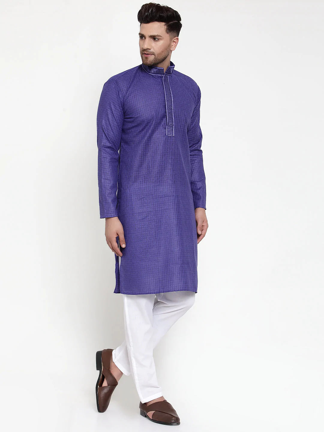 Jompers Men's Purple Woven Kurta Only ( KO 617 Purple )