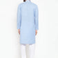 Jompers Men Blue & White Embroidered Kurta Only ( KO 617 Sky )