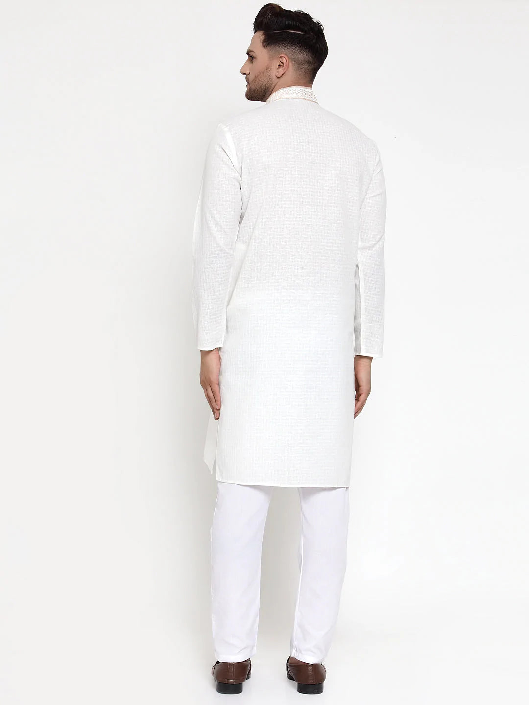 Jompers Men's White Woven Kurta Only ( KO 617 White )