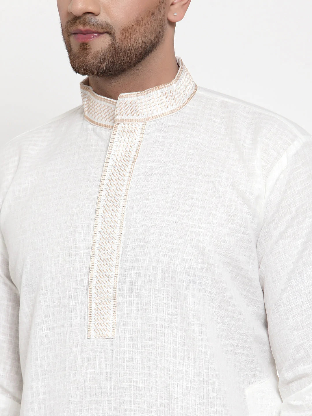 Jompers Men's White Woven Kurta Only ( KO 617 White )