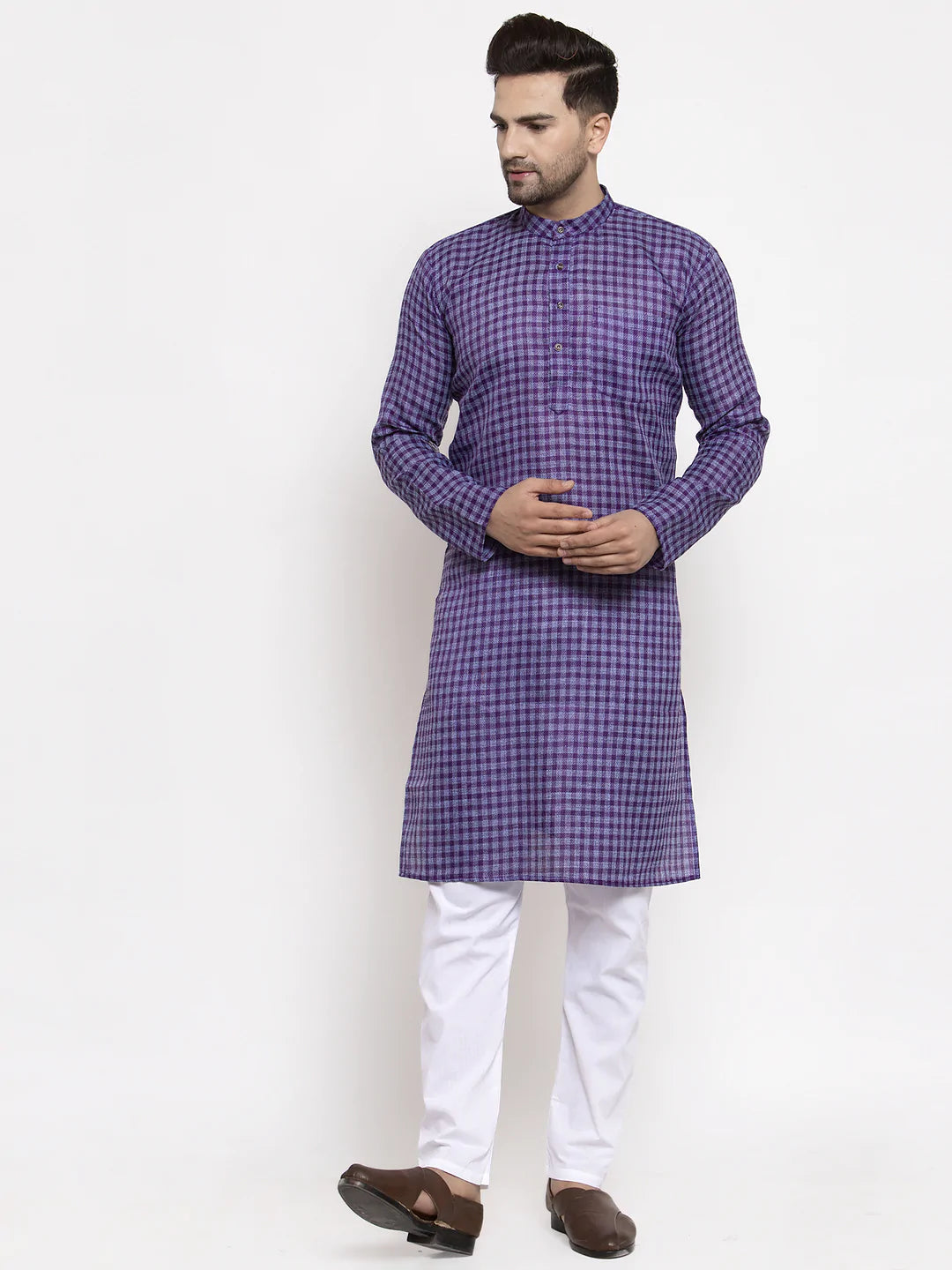 Jompers Men's Purple Woven Kurta Payjama Sets ( JOKP 622 Purple )